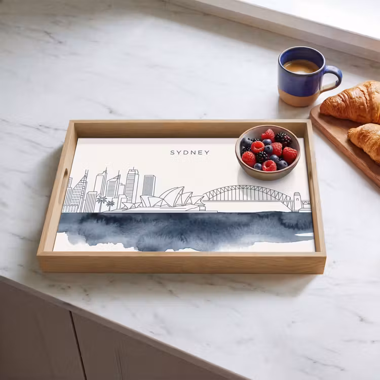 Dienblad - Stad - Skyline - Architectuur - Minimalistisch - Blauw — 4