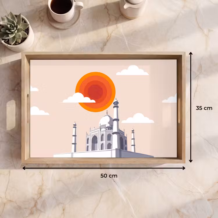Dienblad - Taj Mahal - Zon - Koepel - Architectuur - India - Grafisch — 9