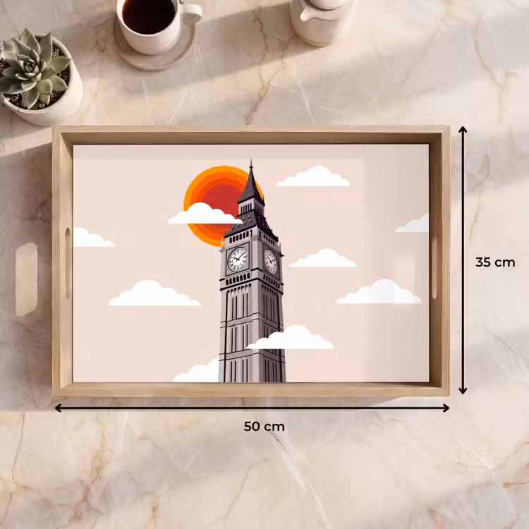 Dienblad - Toren - Klok - Londen - Architectuur - Retro — 9