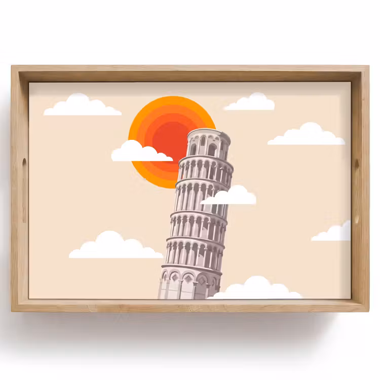 Dienblad - Toren - Pisa - Architectuur - Minimalistisch - Beige — 1