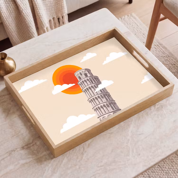 Dienblad - Toren - Pisa - Architectuur - Minimalistisch - Beige — 2