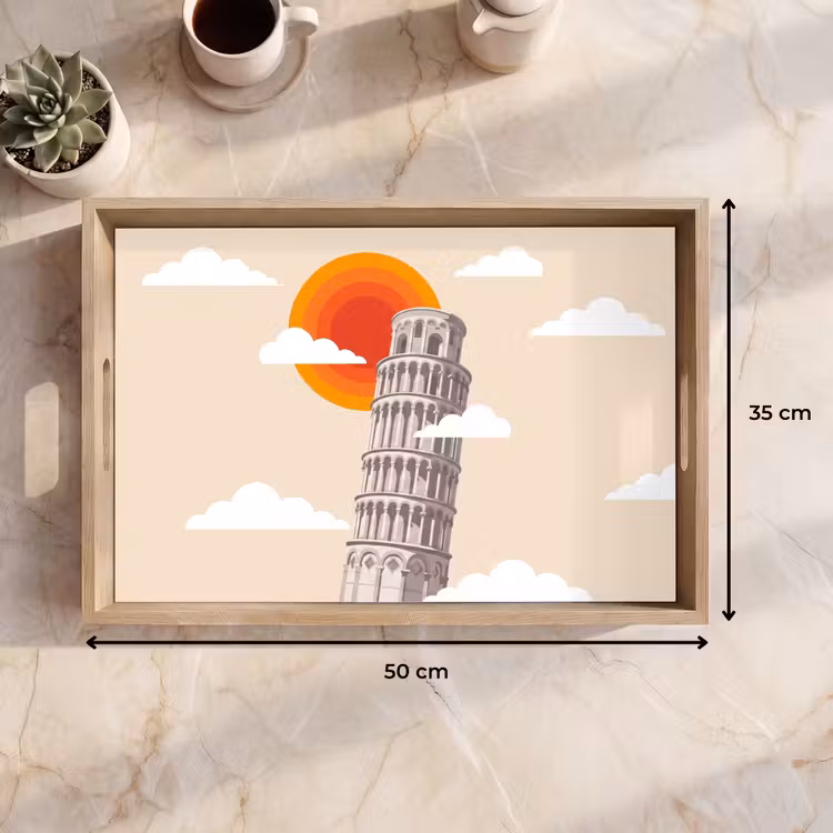Dienblad - Toren - Pisa - Architectuur - Minimalistisch - Beige — 9