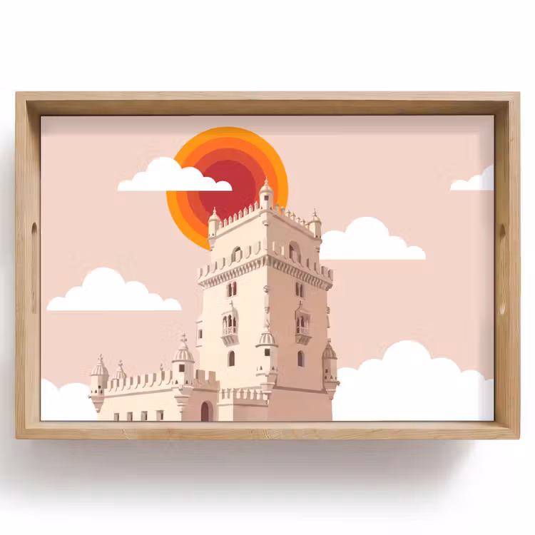Dienblad - Toren - Rivier - Architectuur - Modern - Oranje — 1