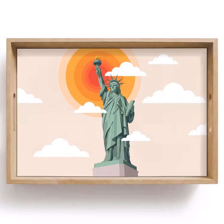 Dienblad - Vrijheidsbeeld - New York - Zon - Modern — 1