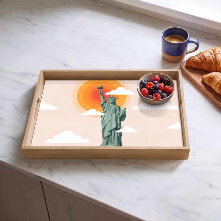 Dienblad - Vrijheidsbeeld - New York - Zon - Modern — 4