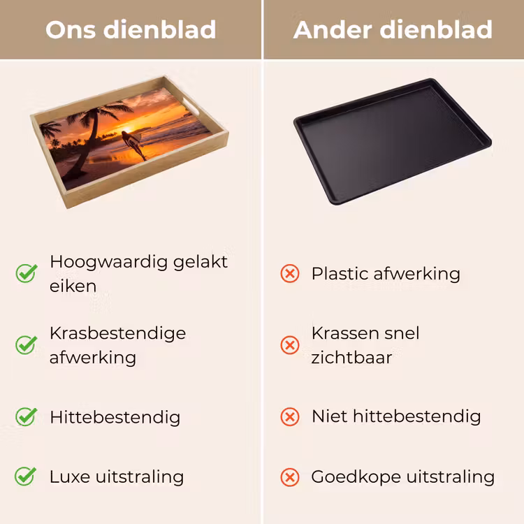 Dienblad - Vrouw - Surfplank - Strand - Zonsondergang - Oranje — 3