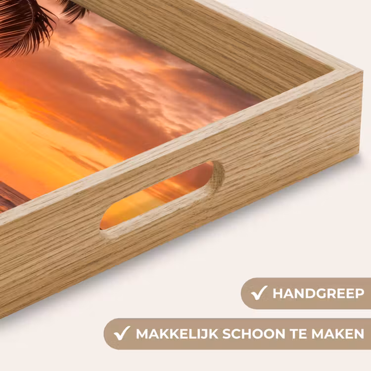 Dienblad - Vrouw - Surfplank - Strand - Zonsondergang - Oranje — 5