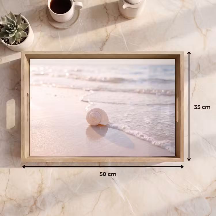 Dienblad - Zeeschelp - Strand - Zee - Natuur - Beige — 9