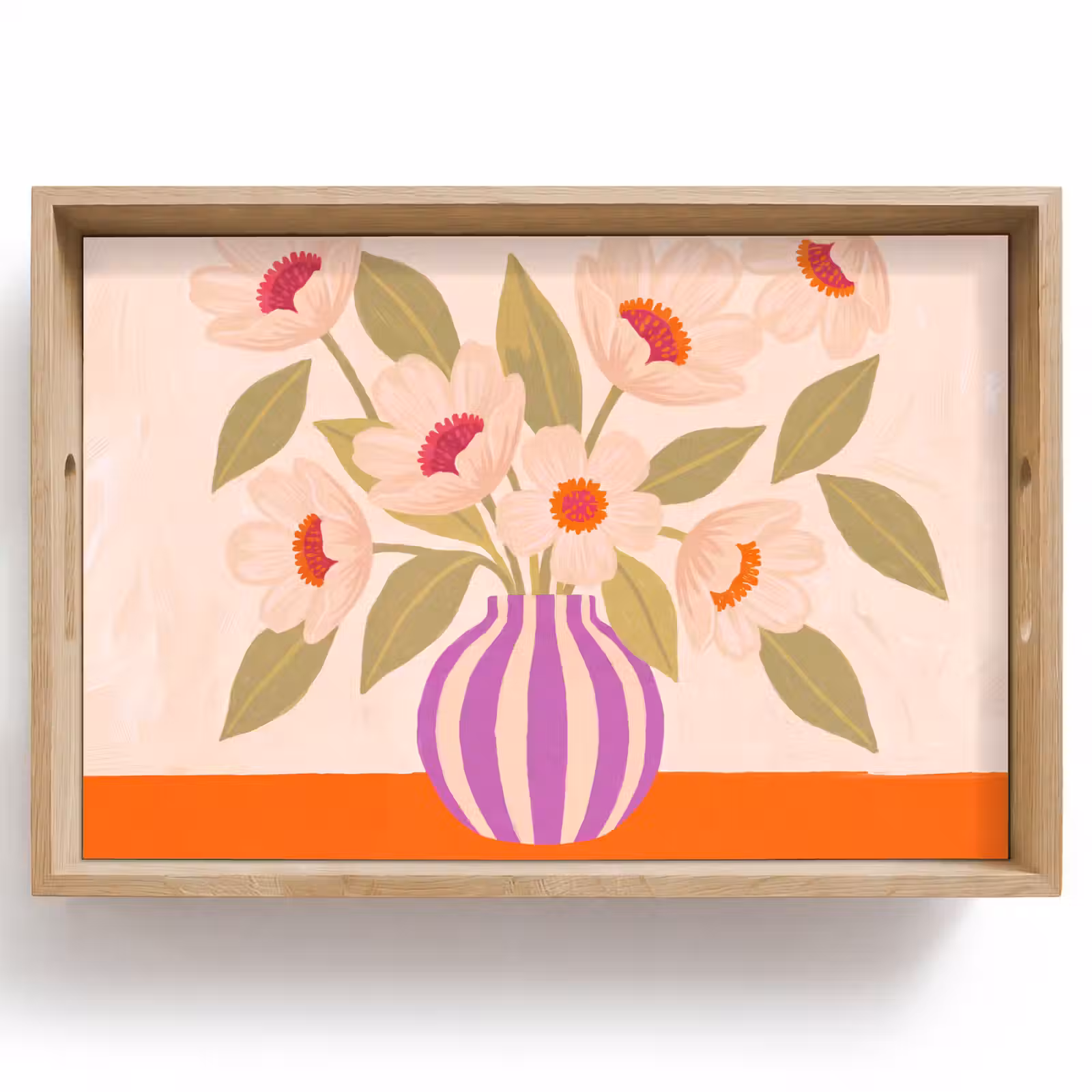 Dienblad - Bloemen - Vaas - Abstract - Paars - Oranje — 1