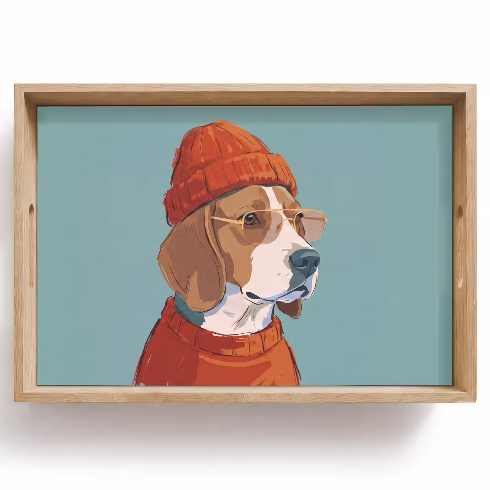 Dienblad - Hond - Beanie - Zonnebril - Dieren - Modern — 1