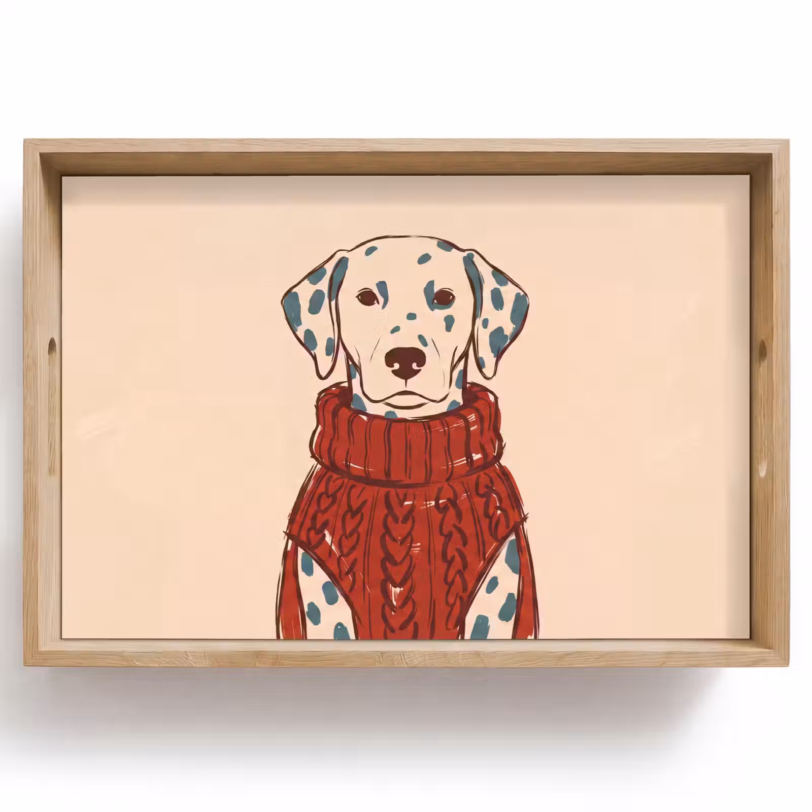 Dienblad - Hond - Trui - Winter - Dieren - Rood — 1