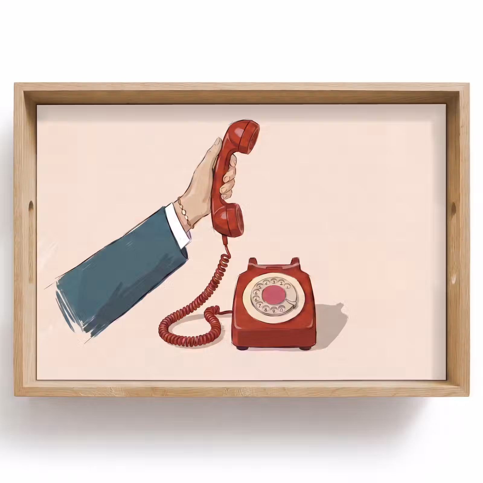 Dienblad - Telefoon - Hand - Vintage - Communicatie - Rood — 1
