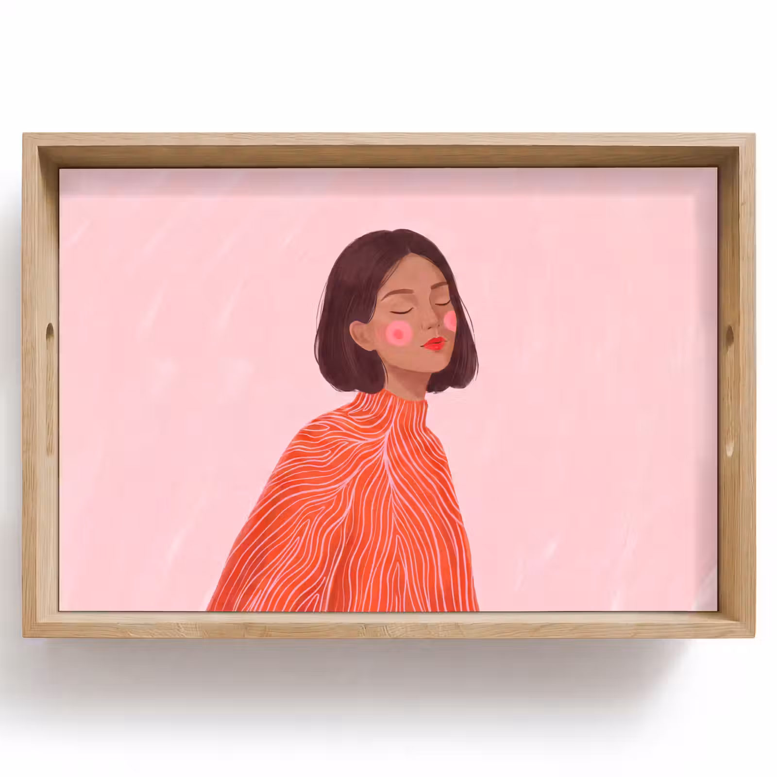 Dienblad - Vrouw - Portret - Modern - Kunst - Roze — 1