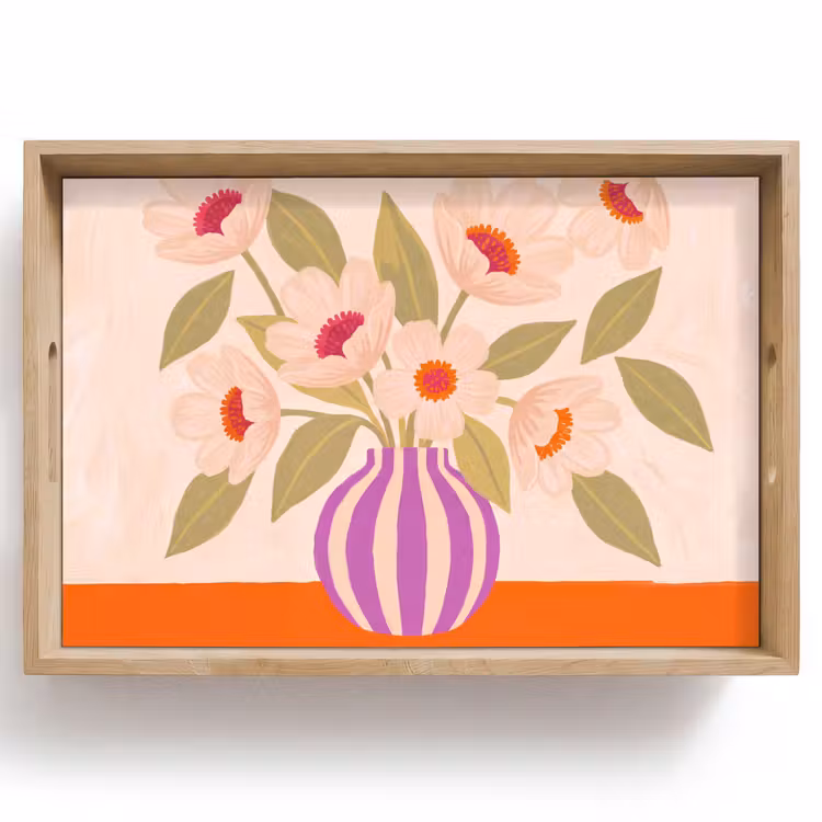 Dienblad - Bloemen - Vaas - Abstract - Paars - Oranje — 1