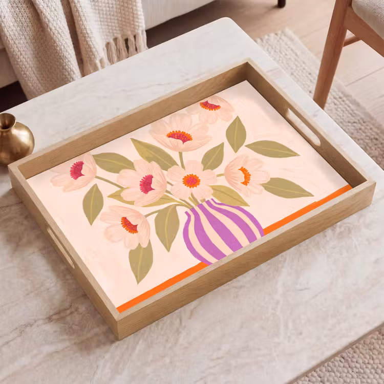 Dienblad - Bloemen - Vaas - Abstract - Paars - Oranje — 2