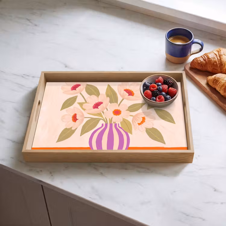 Dienblad - Bloemen - Vaas - Abstract - Paars - Oranje — 4