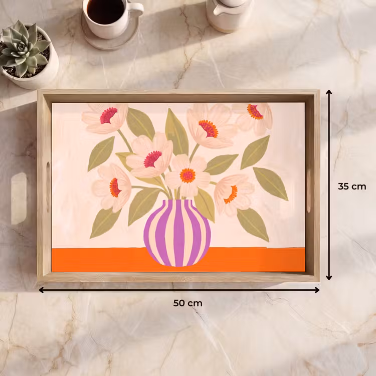 Dienblad - Bloemen - Vaas - Abstract - Paars - Oranje — 9