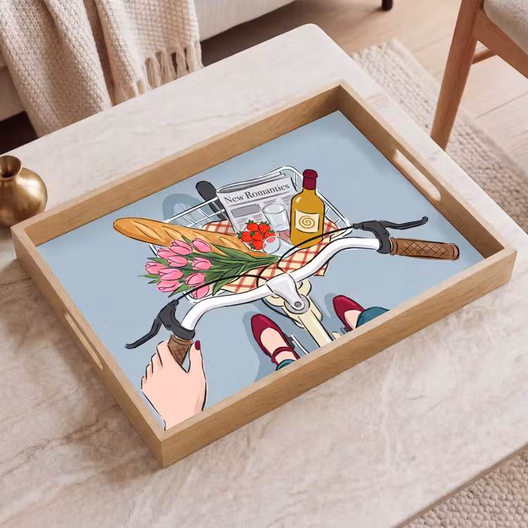 Dienblad - Fiets - Picknick - Zomer - Illustratie — 2