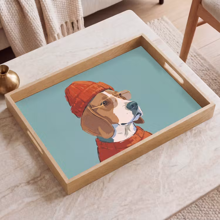 Dienblad - Hond - Beanie - Zonnebril - Dieren - Modern — 2