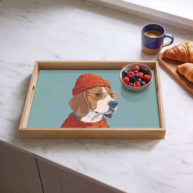 Dienblad - Hond - Beanie - Zonnebril - Dieren - Modern — 4
