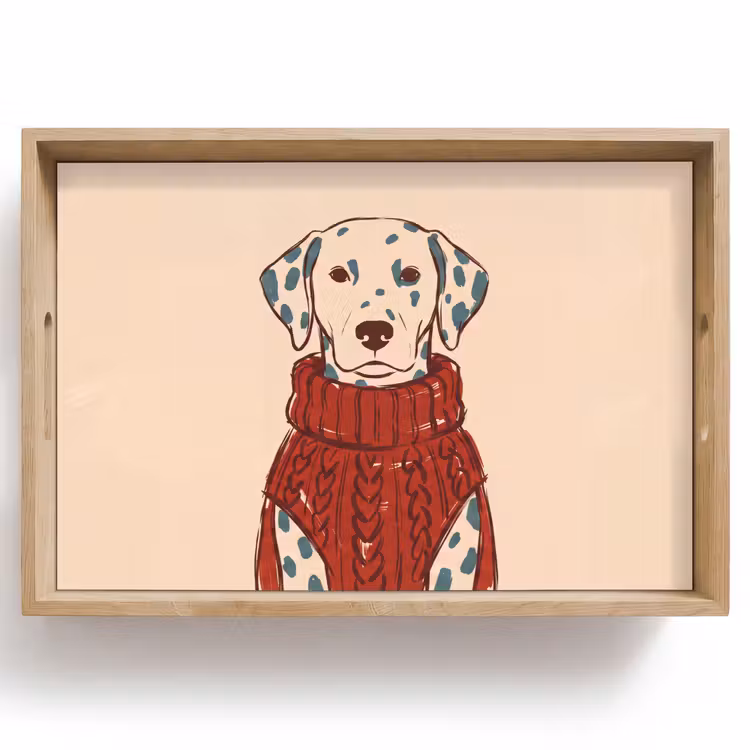 Dienblad - Hond - Trui - Winter - Dieren - Rood — 1
