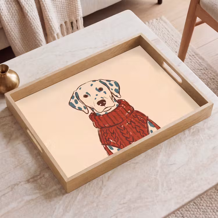 Dienblad - Hond - Trui - Winter - Dieren - Rood — 2