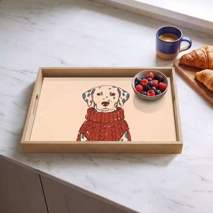 Dienblad - Hond - Trui - Winter - Dieren - Rood — 4