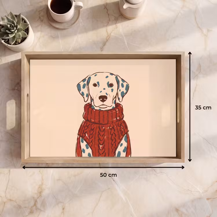 Dienblad - Hond - Trui - Winter - Dieren - Rood — 9