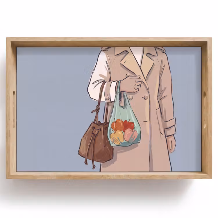 Dienblad - Mensen - Boodschappen - Stadsleven - Modern - Kleurrijk — 1