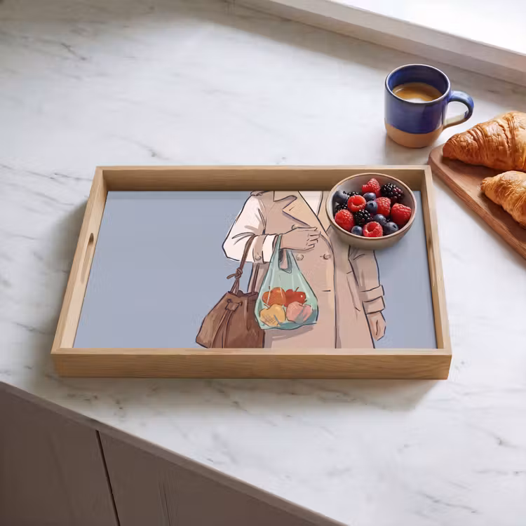 Dienblad - Mensen - Boodschappen - Stadsleven - Modern - Kleurrijk — 4