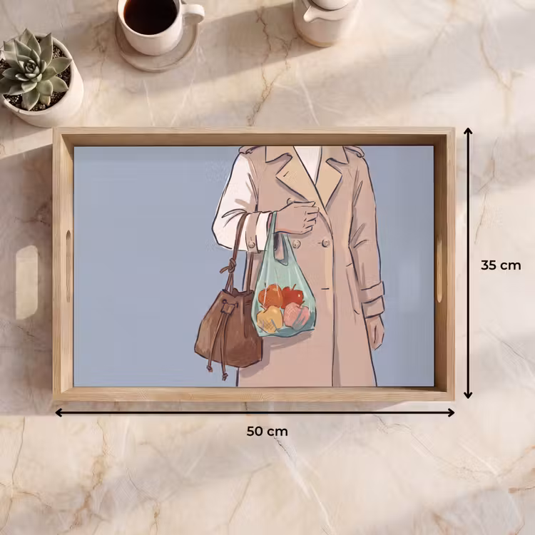 Dienblad - Mensen - Boodschappen - Stadsleven - Modern - Kleurrijk — 9