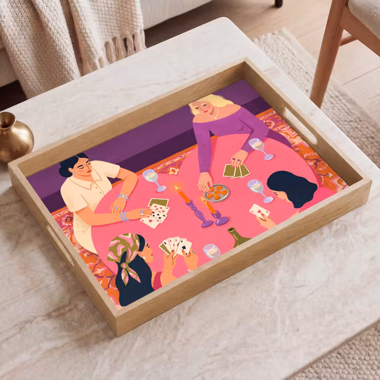 Dienblad - Mensen - Kaartspel - Interieur - Modern - Kleurrijk — 2