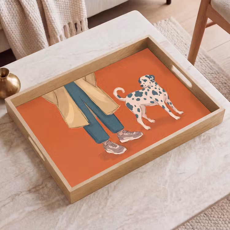 Dienblad - Persoon - Hond - Dieren - Illustratie - Modern — 2