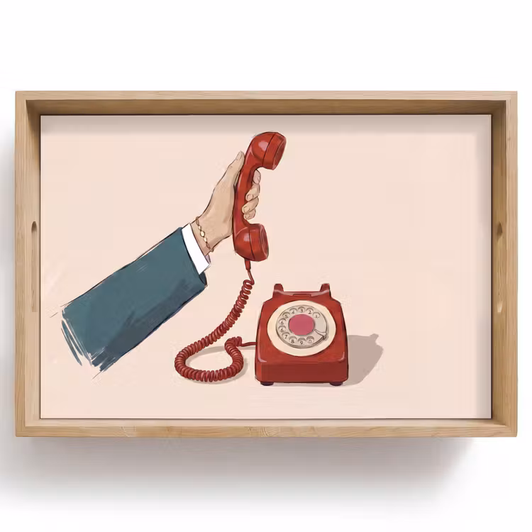 Dienblad - Telefoon - Hand - Vintage - Communicatie - Rood — 1