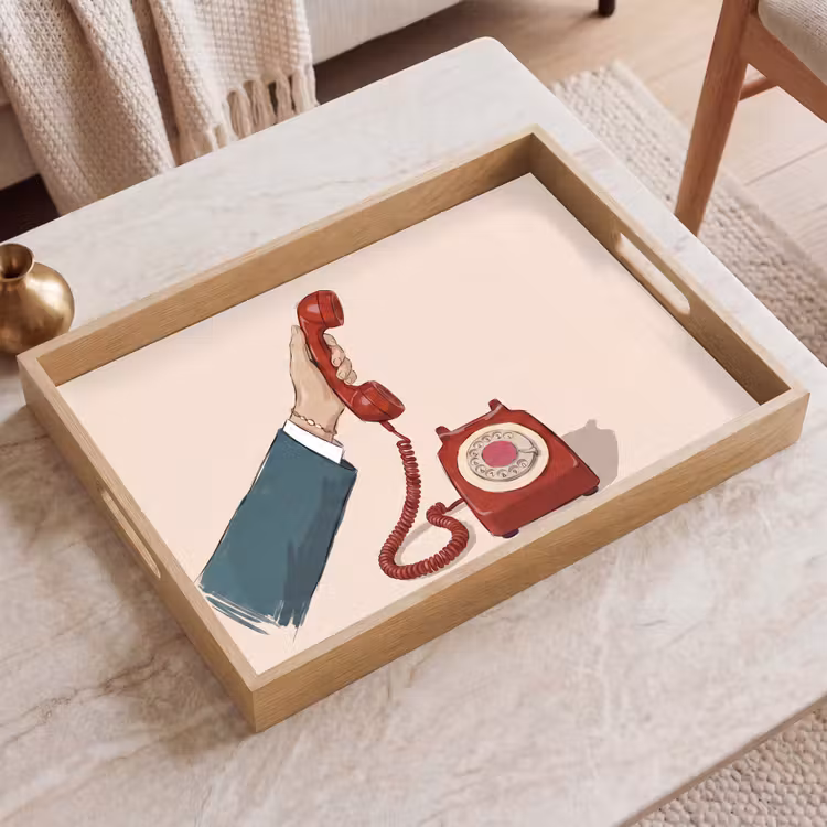 Dienblad - Telefoon - Hand - Vintage - Communicatie - Rood — 2