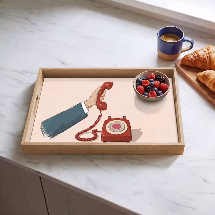 Dienblad - Telefoon - Hand - Vintage - Communicatie - Rood — 4