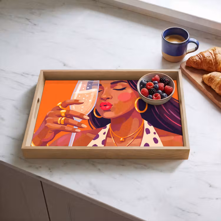 Dienblad - Vrouw - Champagne - Feest - Modern - Oranje — 4