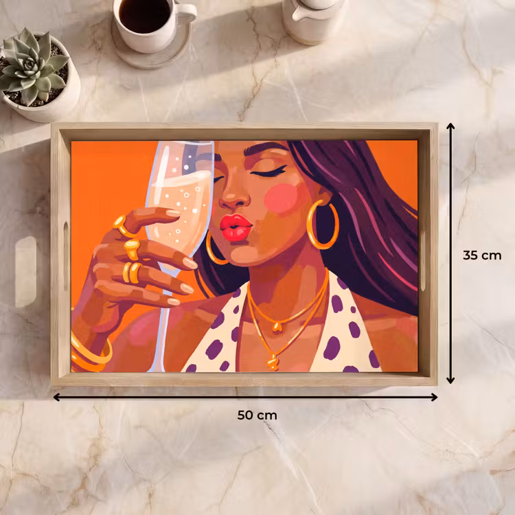 Dienblad - Vrouw - Champagne - Feest - Modern - Oranje — 9