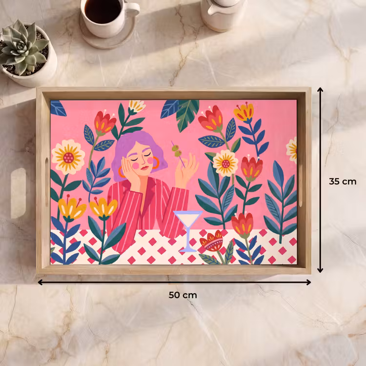 Dienblad - Vrouw - Cocktail - Bloemen - Modern - Roze — 9