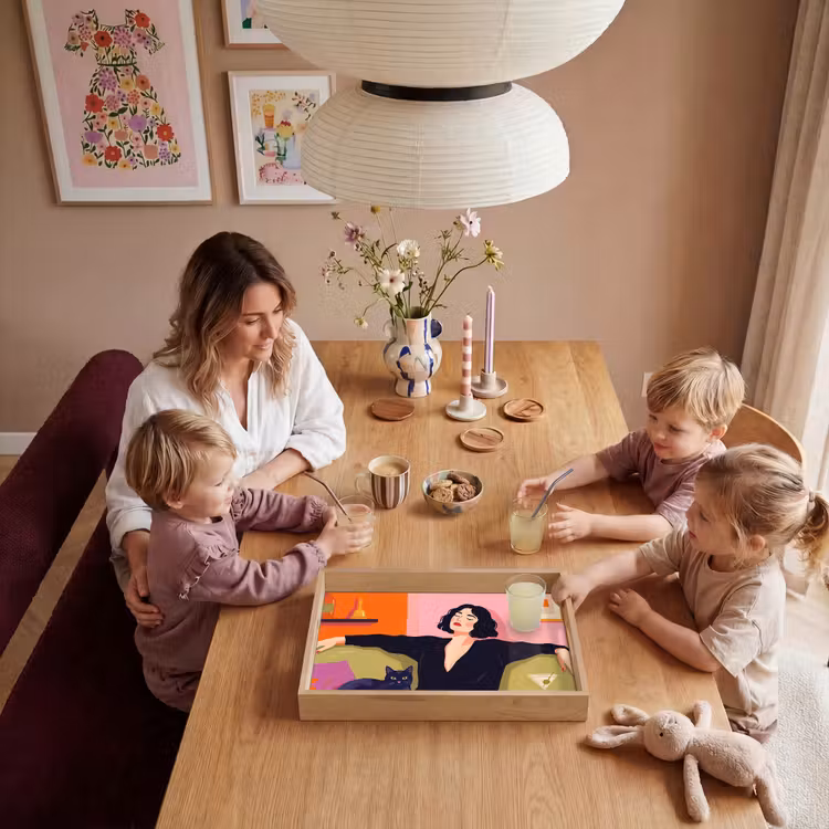 Dienblad - Vrouw - Kat - Interieur - Modern - Kleurrijk — 7