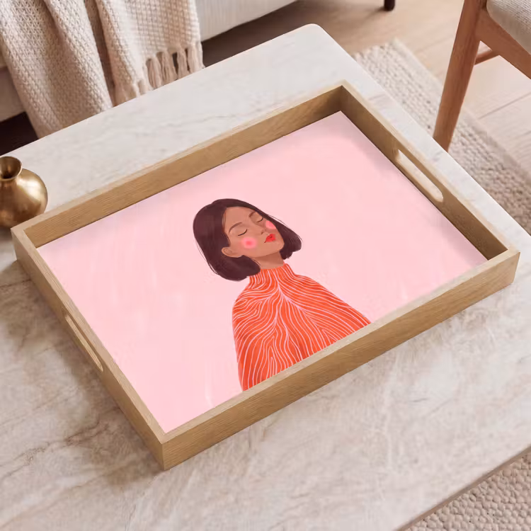 Dienblad - Vrouw - Portret - Modern - Kunst - Roze — 2