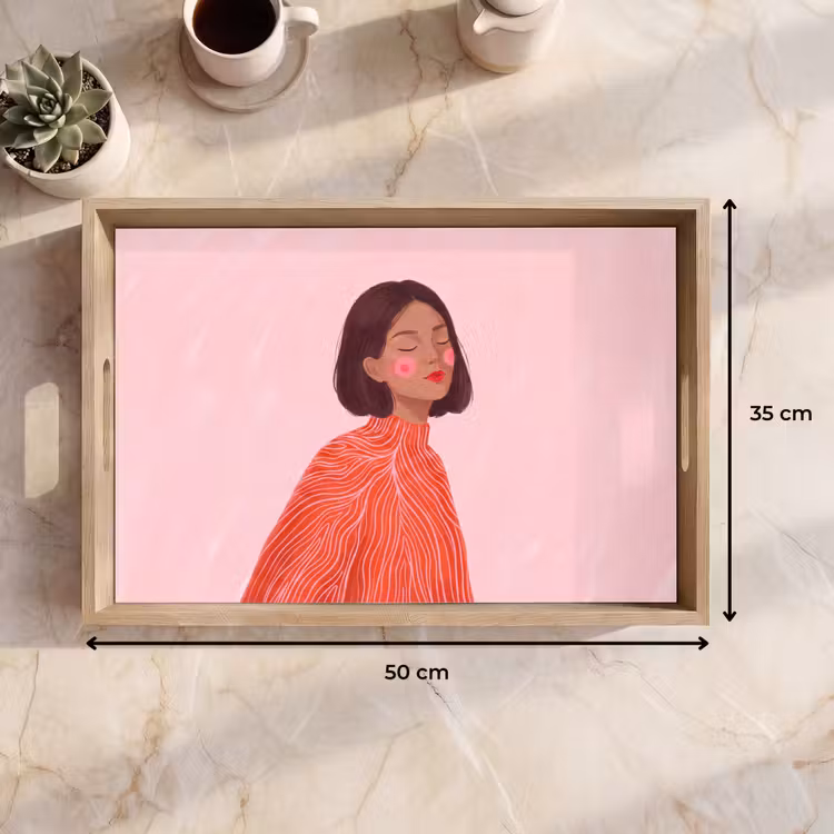 Dienblad - Vrouw - Portret - Modern - Kunst - Roze — 9