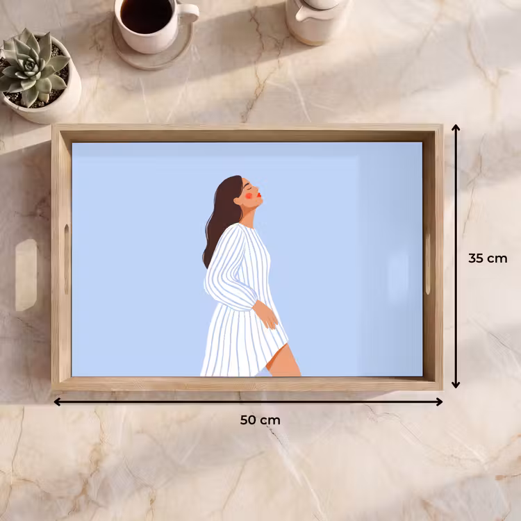 Dienblad - Vrouw - Profiel - Rust - Modern - Illustratie — 9