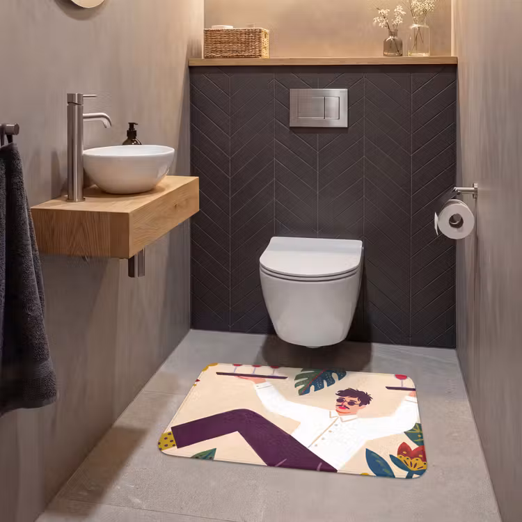Wc Mat - Mensen - Dienblad - Eten - Modern - Kleurrijk — 2