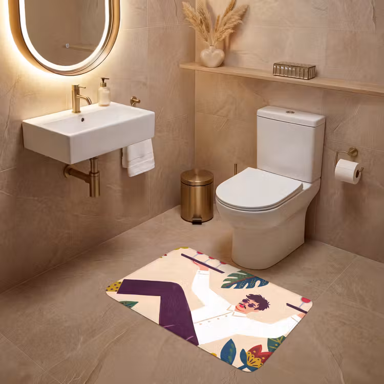 Wc Mat - Mensen - Dienblad - Eten - Modern - Kleurrijk — 4