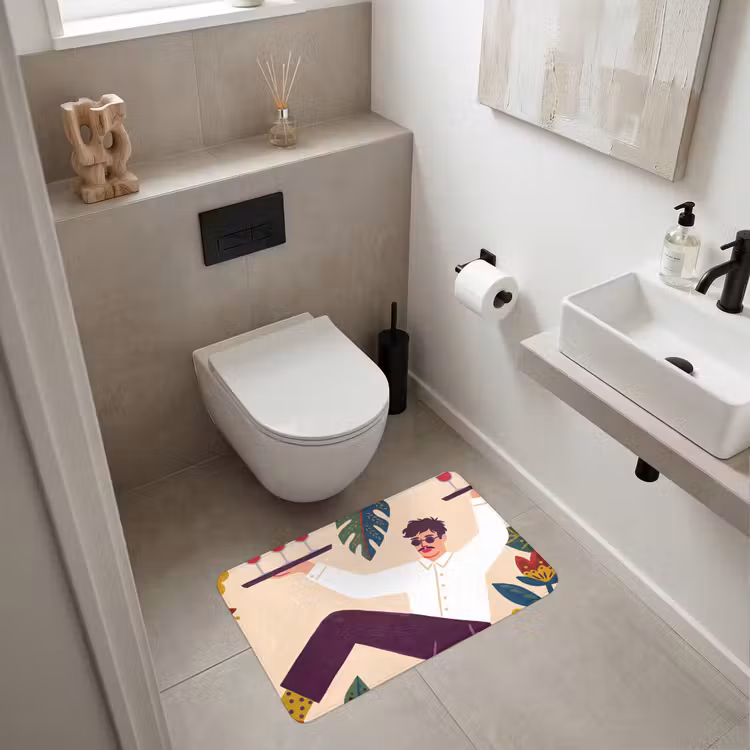 Wc Mat - Mensen - Dienblad - Eten - Modern - Kleurrijk — 6