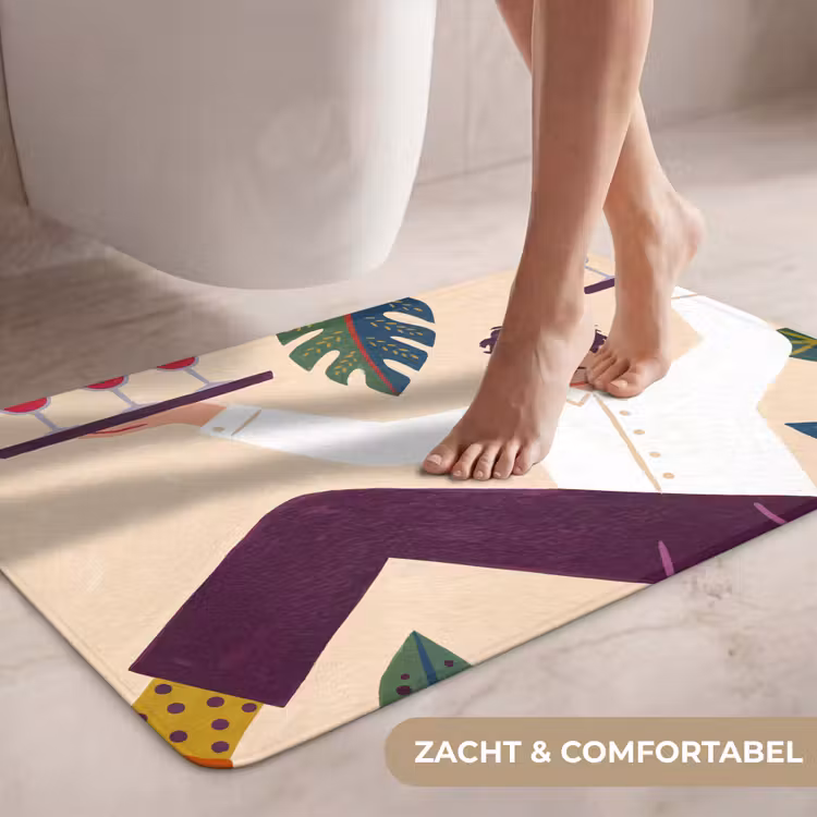 Wc Mat - Mensen - Dienblad - Eten - Modern - Kleurrijk — 7
