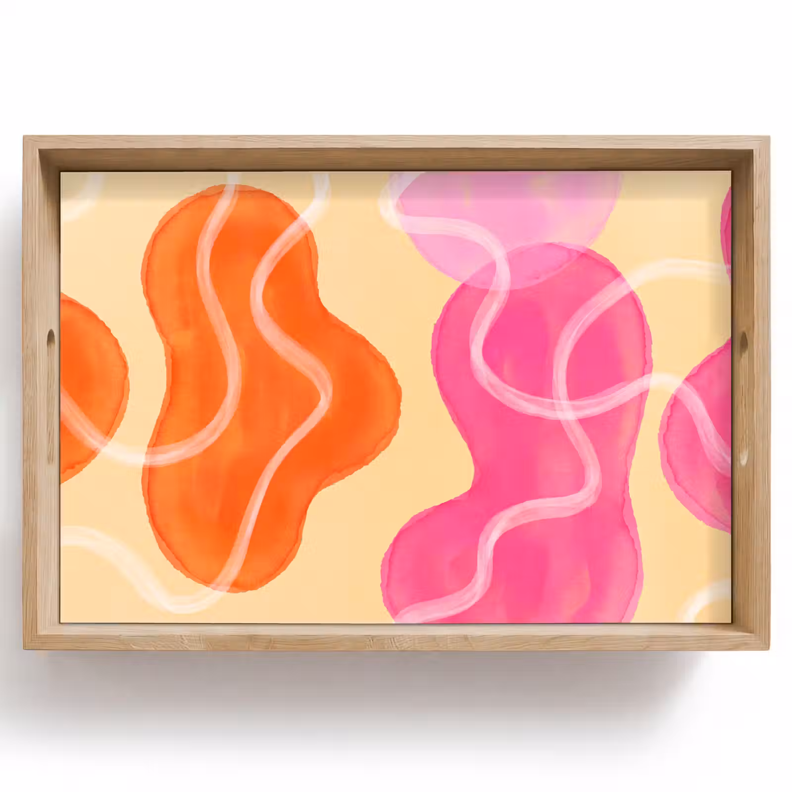 Dienblad - Abstract - Aquarel - Organisch - Oranje - Roze — 1