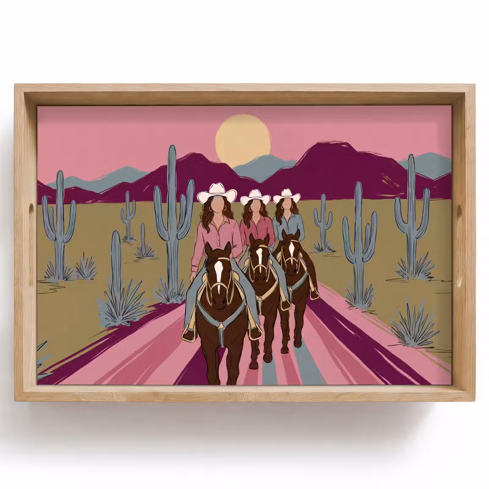 Dienblad - Mensen - Paard - Woestijn - Abstract - Roze — 1
