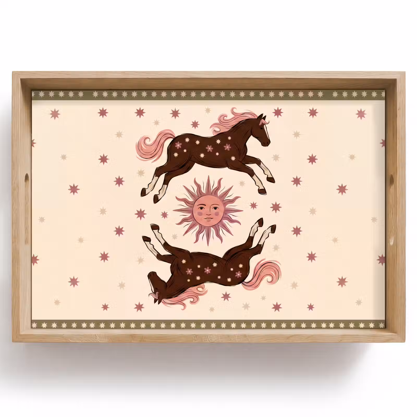 Dienblad - Paard - Zon - Mystiek - Illustratie - Roze — 1